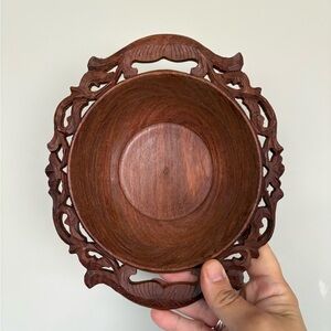Vintage Hand-Carved Wooden Bowl - Brown